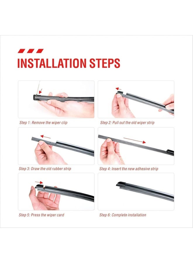 YelaJoy 4PCS Car Wiper Blade,Frameless Windshield Wiper Bar,Universal Windshield Wiper,DIY Adjustable Boneless Windshield Wiper Blade,Durable Windshield Wiper Blade,Suitable for Most Cars - Image 2
